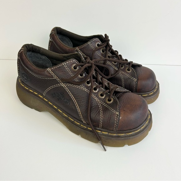 Dr Martens Vintage Y2K Daisy Leather Chunky Shoes Loafers Size 8 Dark Brown - Picture 1 of 15